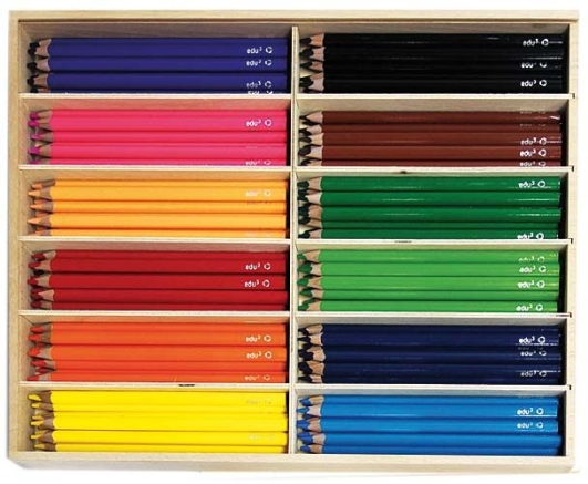 Dickkern-Farbstifte – 144er -Holzbox, sortierte Farben