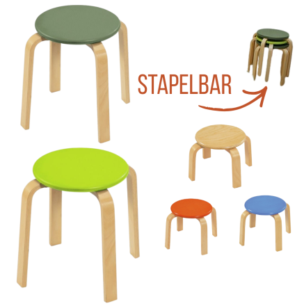 Hocker aus Buchenholz für Erwachsene und Jugendliche, stapelbar