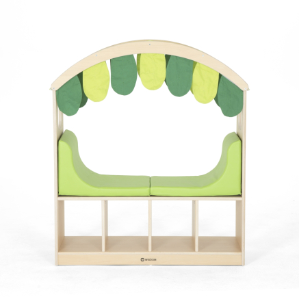 Spiel- und Leseregal grün