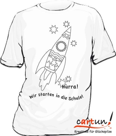Motiv Rakete, Größe 140, T-Shirt zum Ausmalen für Vorschulkinder