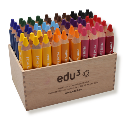 edu³ PRIME Super Jumbo Buntstifte dreikant 60er Holzaufsteller