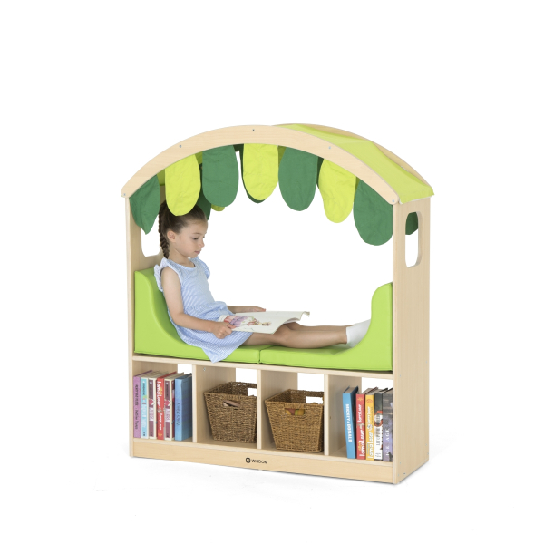 Spiel- und Leseregal grün