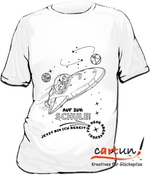 Motiv Raumschiff, Größe 128, T-Shirt zum Ausmalen für Vorschulkinder
