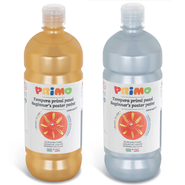 PRIMO Temperamalfarbe 1000 ml Einzelflasche, silber oder gold