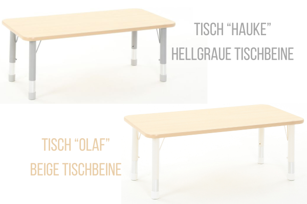 Kindergartentisch "HAUKE" und "OLAF"- Rechteck: 120x75 cm