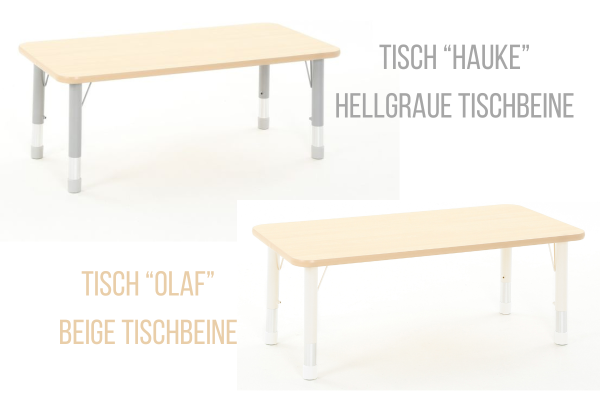 Kindergartentisch "HAUKE" und "OLAF"- Rechteck: 120x60 cm