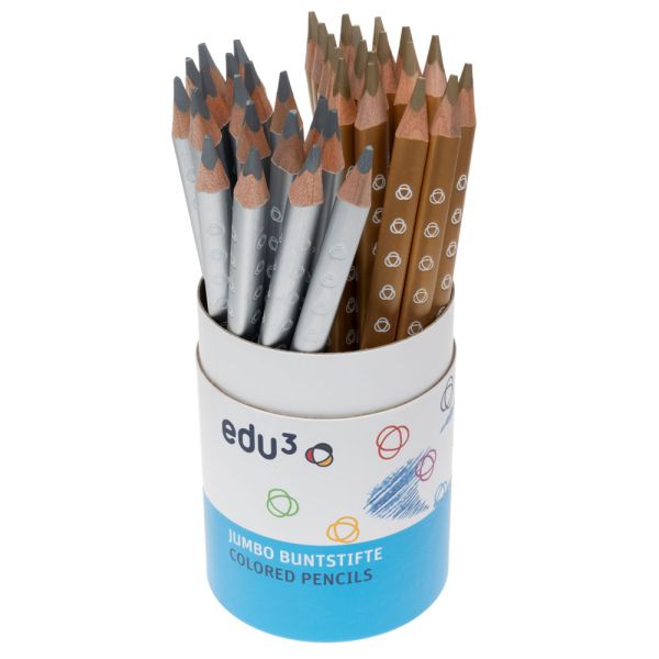 Edu3 Jumbo - 36 Stifte in gold & silber